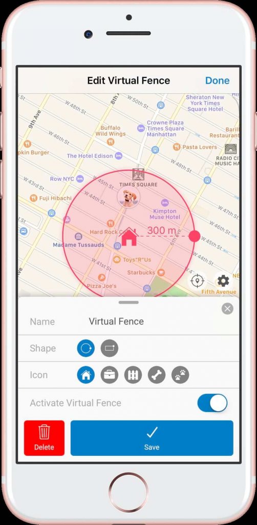 Virtual fence on mobile app
