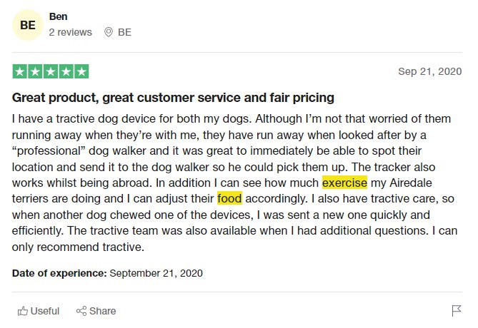 Tractive Trustpilot review