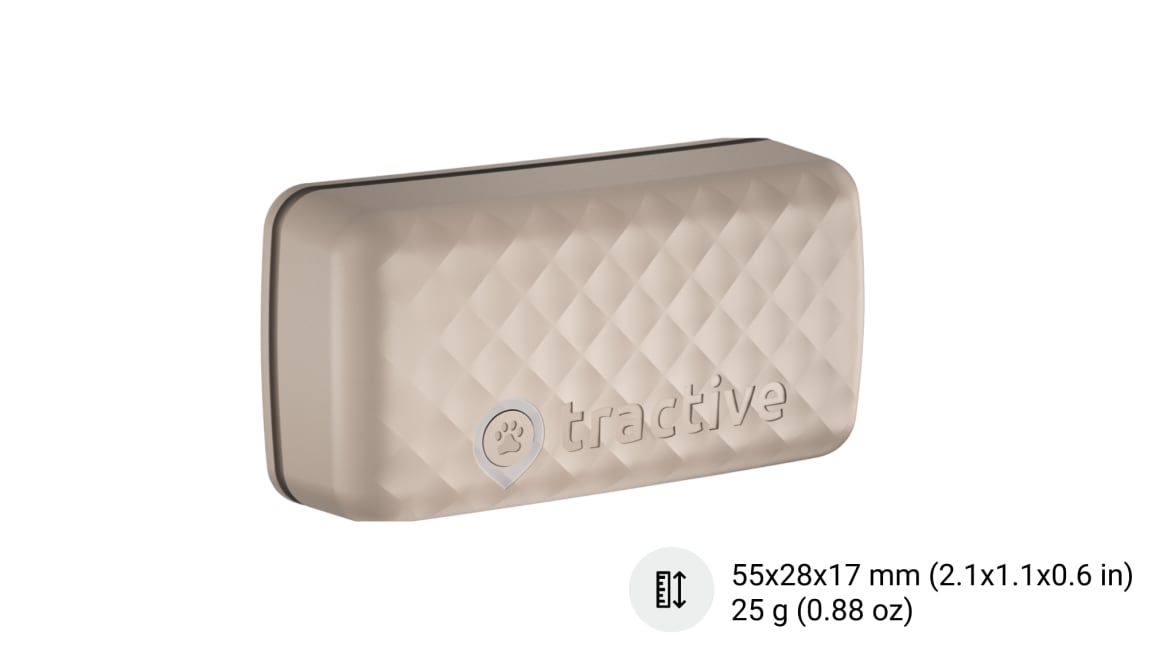Nærbillede af den nye Tractive GPS CAT 4
