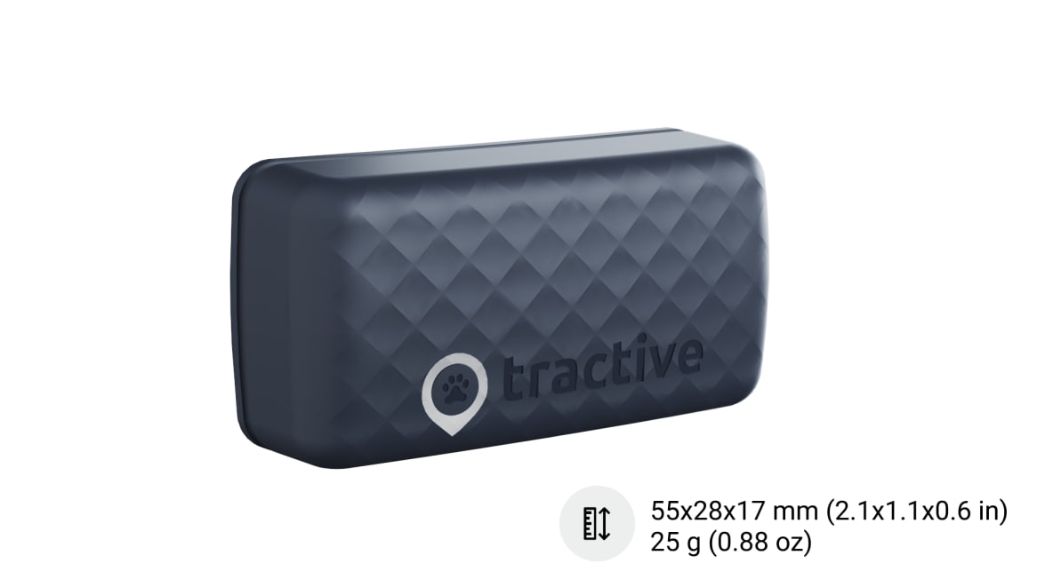 Nærbillede af den nye Tractive GPS CAT 4